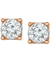 Diamond Center & Side Bezel Stud Earrings (5/8 ct. t.w.) 14k Gold