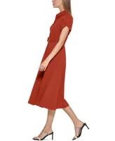 Calvin Klein Women's Tulip-Sleeve Belted Shirtdress