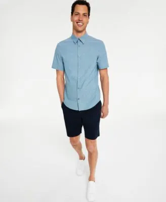 Calvin Klein Mens Infinite Flex Chino Shorts Slim Fit Stretch End On End Short Sleeve Shirt Outfit