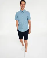 Calvin Klein Mens Infinite Flex Chino Shorts Slim Fit Stretch End On End Short Sleeve Shirt Outfit