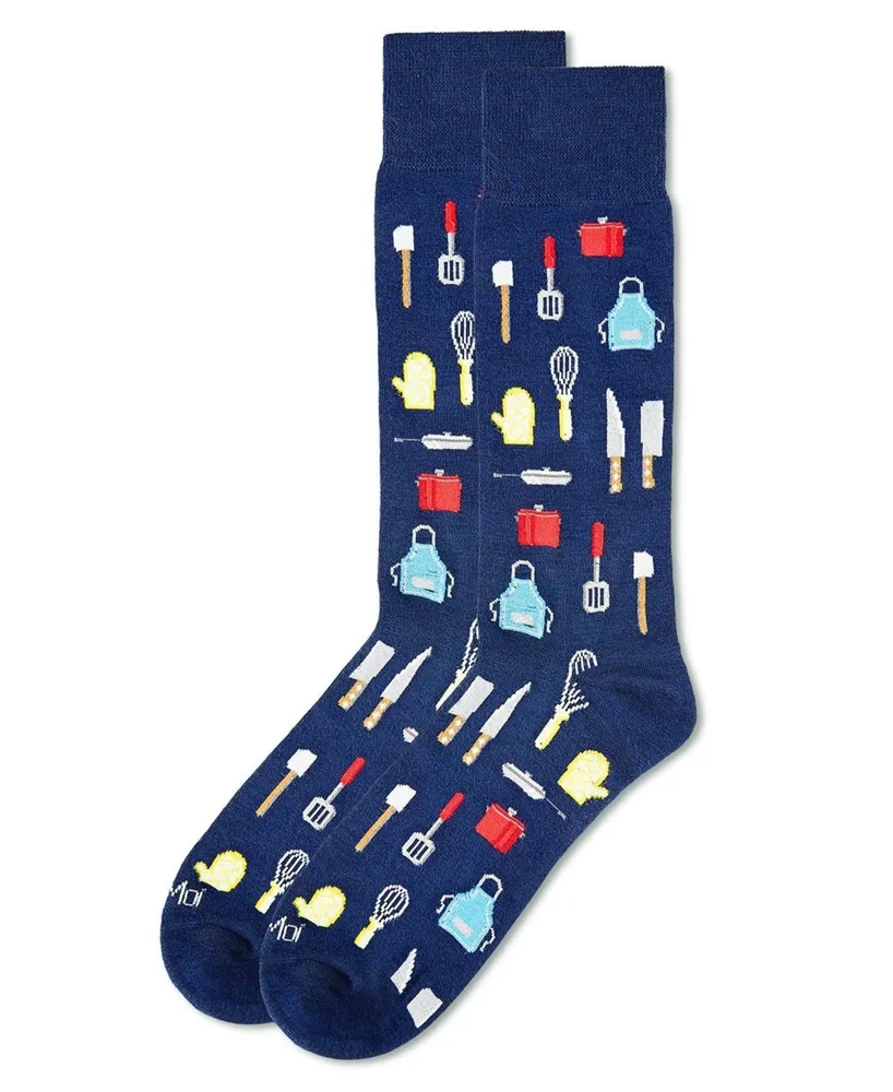 MeMoi Men's Kitchen Crew Rayon from Bamboo Novelty Crew Socks