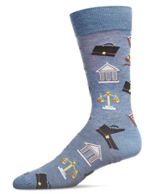 MeMoi Men's Law and Order Heathered Rayon from Bamboo Novelty Crew Socks