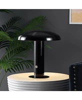 Suillius 11" Contemporary Bohemian Rechargeable, Cordless Iron Integrated Led Mushroom Table Lamp