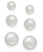 Cultured Freshwater Pearl 3 piece Stud Earring Set in Sterling Silver (6