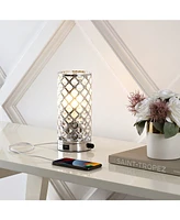 Lucie 9.5" Mid-Century Modern Iron, Acrylic Led Mini Uplight Table Lamp with Usb Charging Port and Smart Bulb