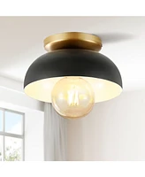 Paulina 8.5" 1-Light Classic Industrial Iron Led Flush Mount