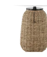 Chakrii 25" Rustic Bohemian Iron, Rattan Led Table Lamp with Pull-Chain