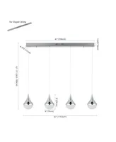 Elena Teardrop 47" 4-Light Modern Mid-Century Iron, Acrylic Integrated Linear Led Pendant