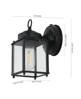 Boston 4.25" 1-Light Farmhouse Industrial Iron, Glass Outdoor Led Sconce, Set of 2