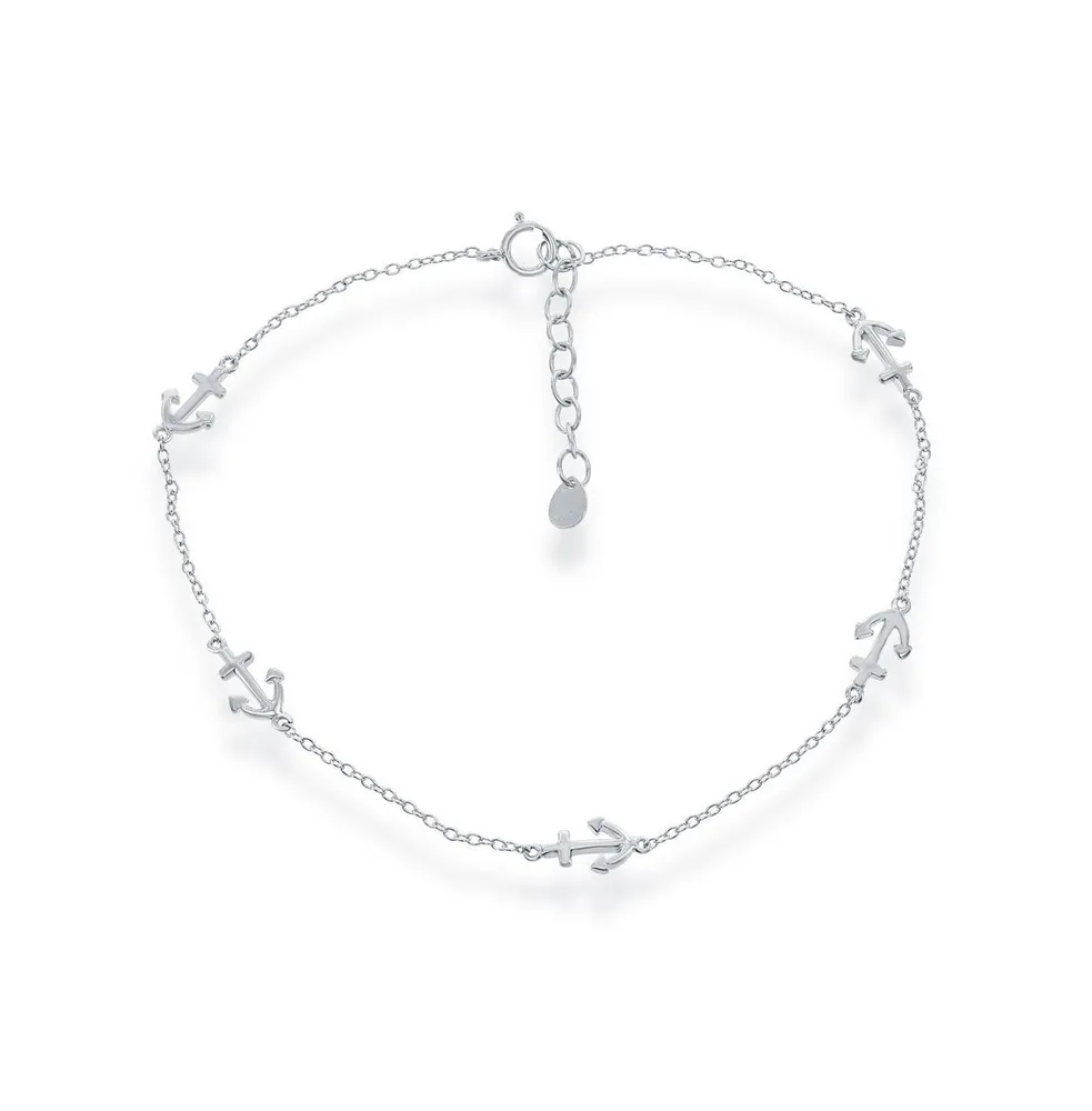 Sterling Silver Anchor by the Yard Anklet