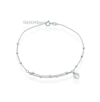 Sterling Silver Beads with Heart Charm Anklet