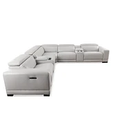 Closeout! Krofton 7-Pc. Beyond Leather Fabric Sectional with 3 Power Motion Recliners and 2 Consoles, Created for Macy's
