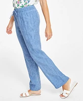 Charter Club Petite 100% Linen Drawstring Pants
