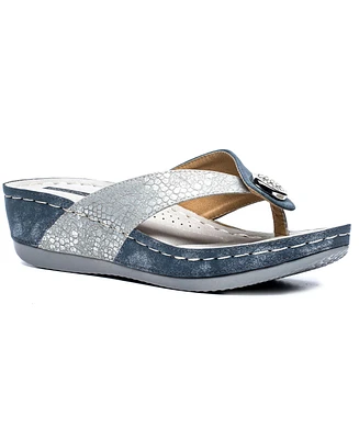 Gc Shoes Women's Dafni Thong Comfort Wedge Sandals
