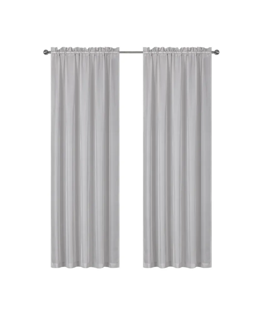 Kate Aurora Montauk Accents Ultra Lux 2 Piece Rod Pocket Silver Sheer Voile Window Curtain Panels - 84 in. Long
