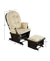 Baby Nursery Relax Rocker Rocking Chair Glider &Ottoman Set w/Cushion