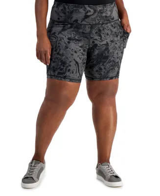 Id Ideology Plus Size Water Bubble Bike Shorts, Created for Macy's