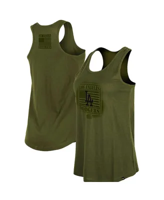 Women's New Era Olive 2023 Los Angeles Dodgers Armed Forces Day Racerback Tank Top