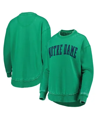 Women's Pressbox Green Notre Dame Fighting Irish Vintage-Like Wash Pullover Sweatshirt