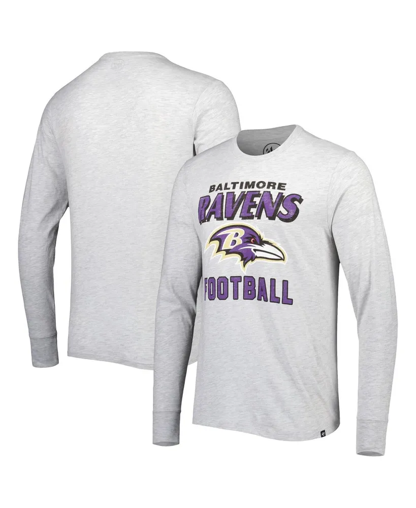 Men's '47 Brand Heathered Gray Baltimore Ravens Dozer Franklin Long Sleeve T-shirt