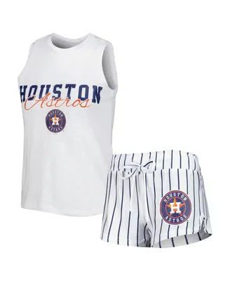 Women's Concepts Sport White Houston Astros Reel Pinstripe Tank Top and Shorts Sleep Set