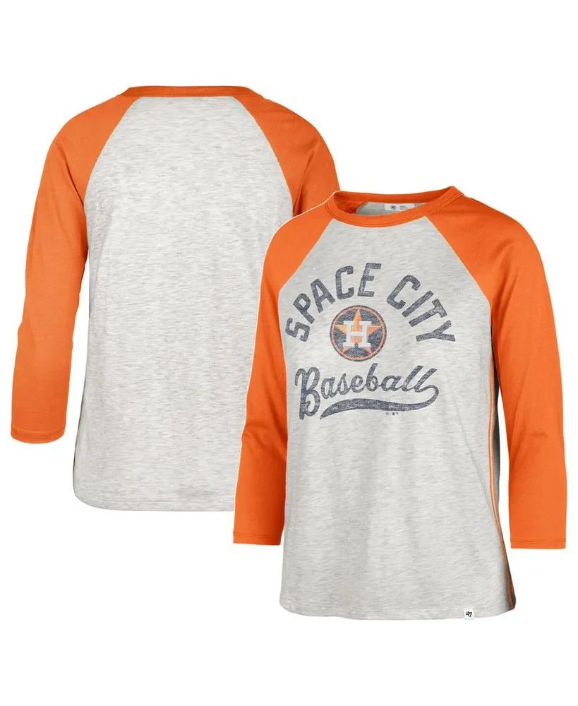 Houston Astros New Era Women's Plus Size Space Dye 3/4-Sleeve Raglan Henley  T-Shirt - Navy