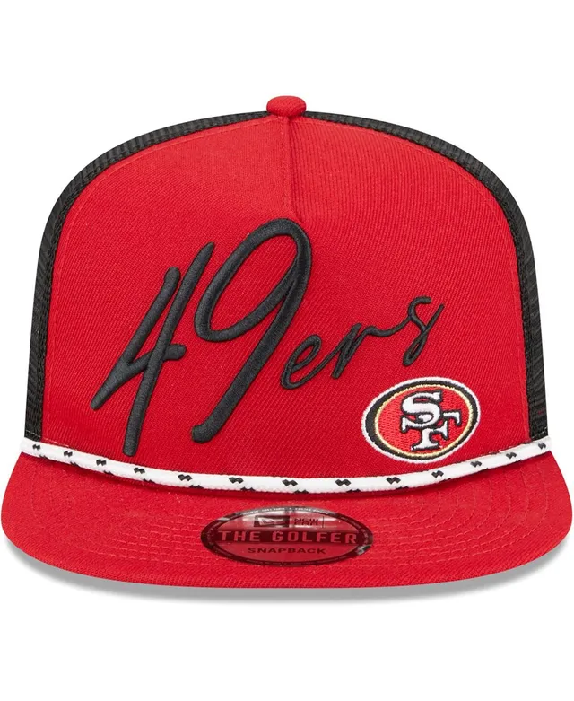 Men's New Era Scarlet San Francisco 49ers Cord Script Golfer