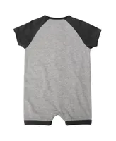 Infant Boys and Girls Heather Gray San Francisco Giants Extra Base Hit Raglan Full-Snap Romper