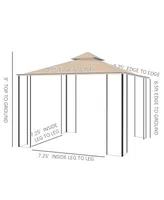 Outsunny 10' x 10 Steel Outdoor Patio Gazebo Canopy with Privacy Mesh Curtains, Weather-Resistant Roof, & Storage Trays