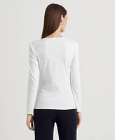 Lauren Ralph Cotton-Blend Long-Sleeve Top