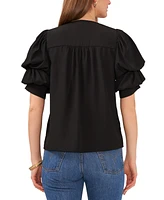 1.state Women's V-neck Tiered Bubble Short-Sleeve Top