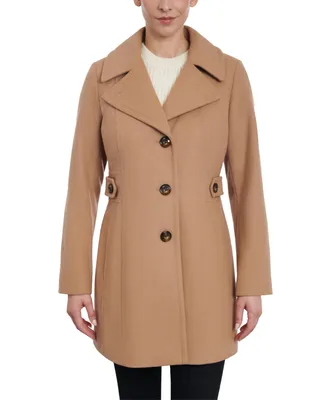 Anne Klein Petite Single-Breasted Notched-Collar Peacoat, Created for Macy's