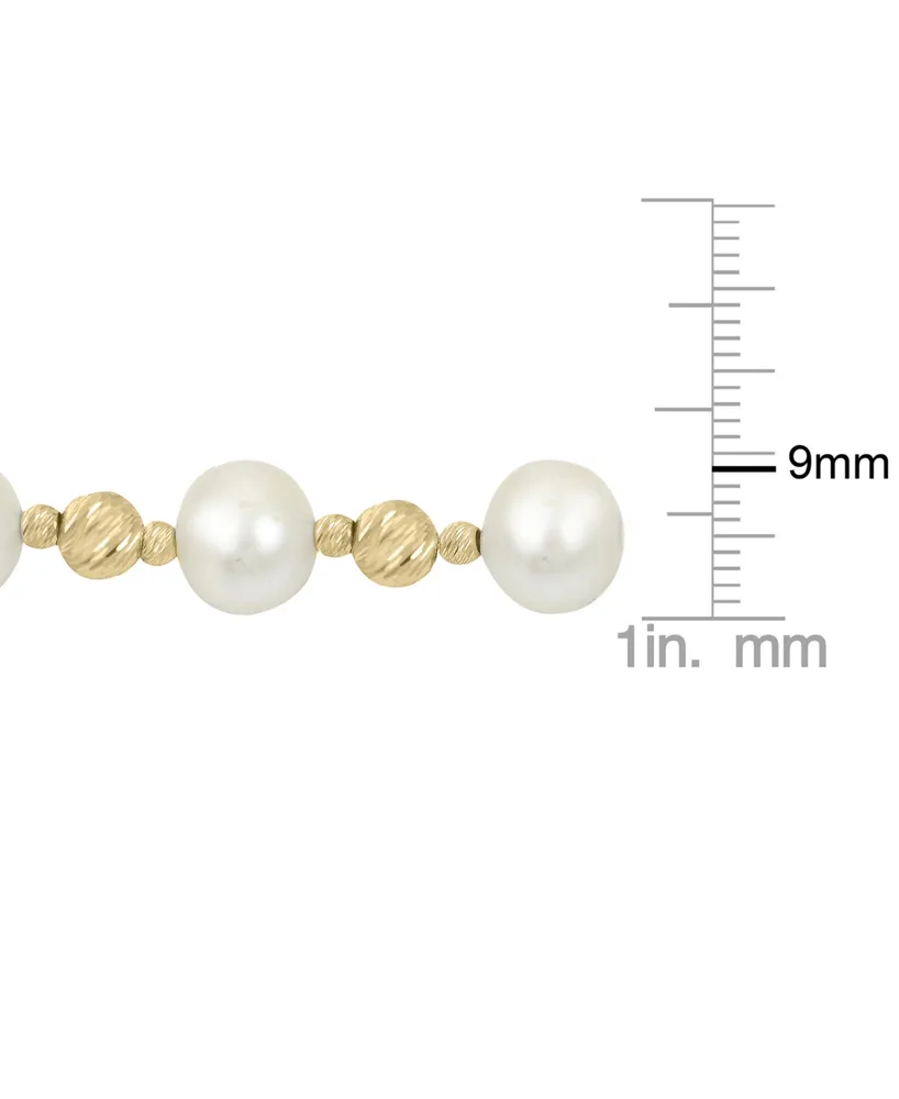 Cultured Freshwater Pearl (8mm) & Bead 18" Collar Necklace in 14k Gold-Plated Sterling Silver