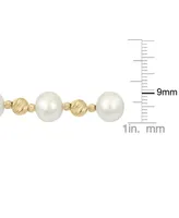 Cultured Freshwater Pearl (8mm) & Bead 18" Collar Necklace in 14k Gold-Plated Sterling Silver