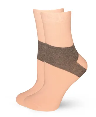 Lechery Women's European Made Heel-Stripe Pattern Cotton Socks