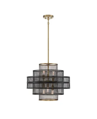 Savoy House Kelvin 6-Light Pendant in Matte Black with Warm Brass