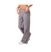 Women's Low Rise Wide Leg Cargo Pants With Double Belt Loops