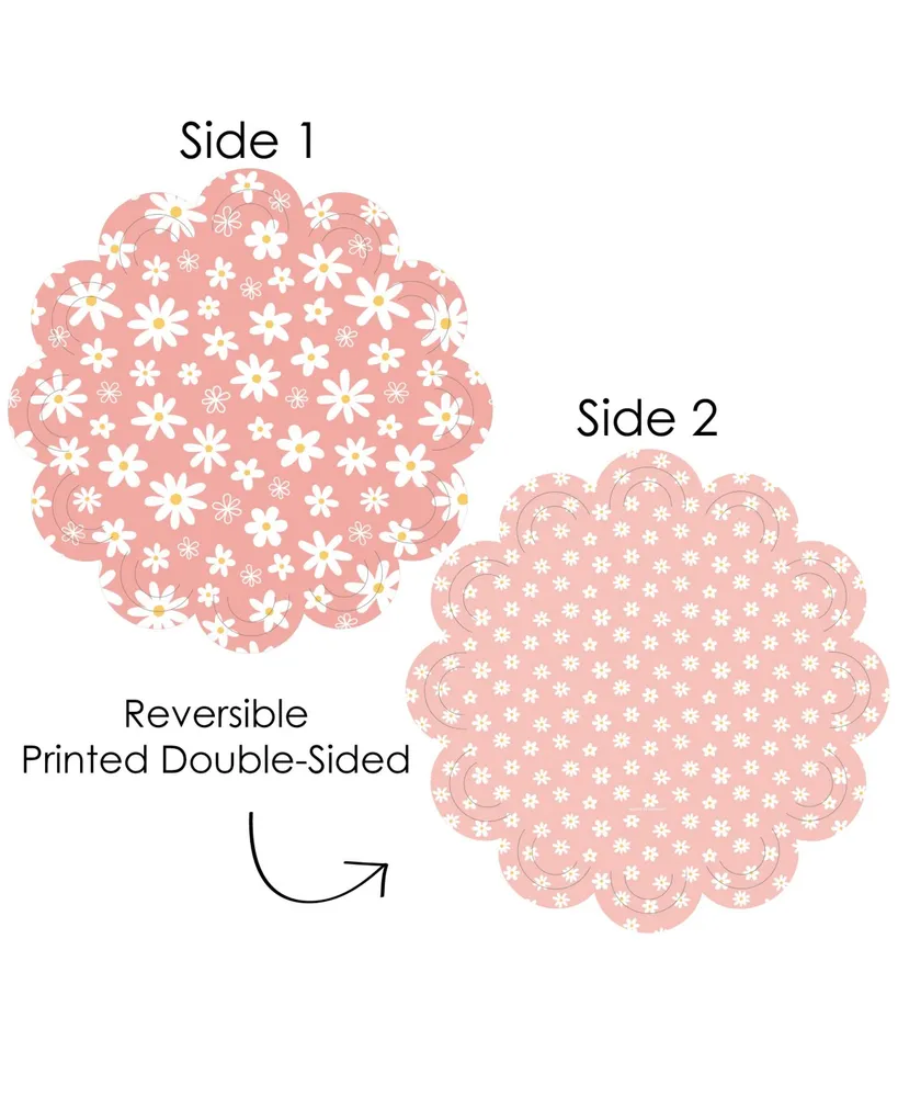 Big Dot of Happiness Pink Daisy Flowers - Floral Party Table Decorations - Paper Chargers - 12 Ct