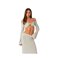 Women's Off Shoulder Halter Strap Twist Crop Top