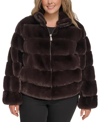 Calvin Klein Women's Plus Faux-Fur Coat