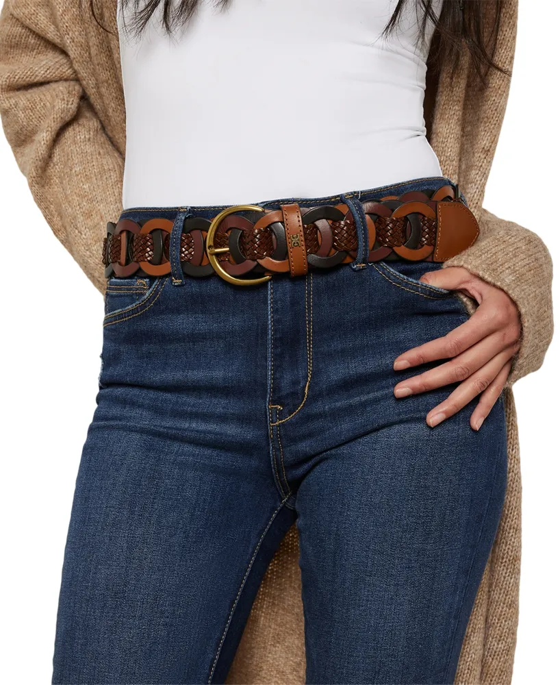 Sam Edelman Women's Casual Woven Linked Genuine Leather Belt