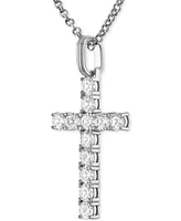 Esquire Men's Jewelry Black Cubic Zirconia Cross Pendant Ruthenium-Plated Sterling Silver (Also White Zirconia), Created for Macy's