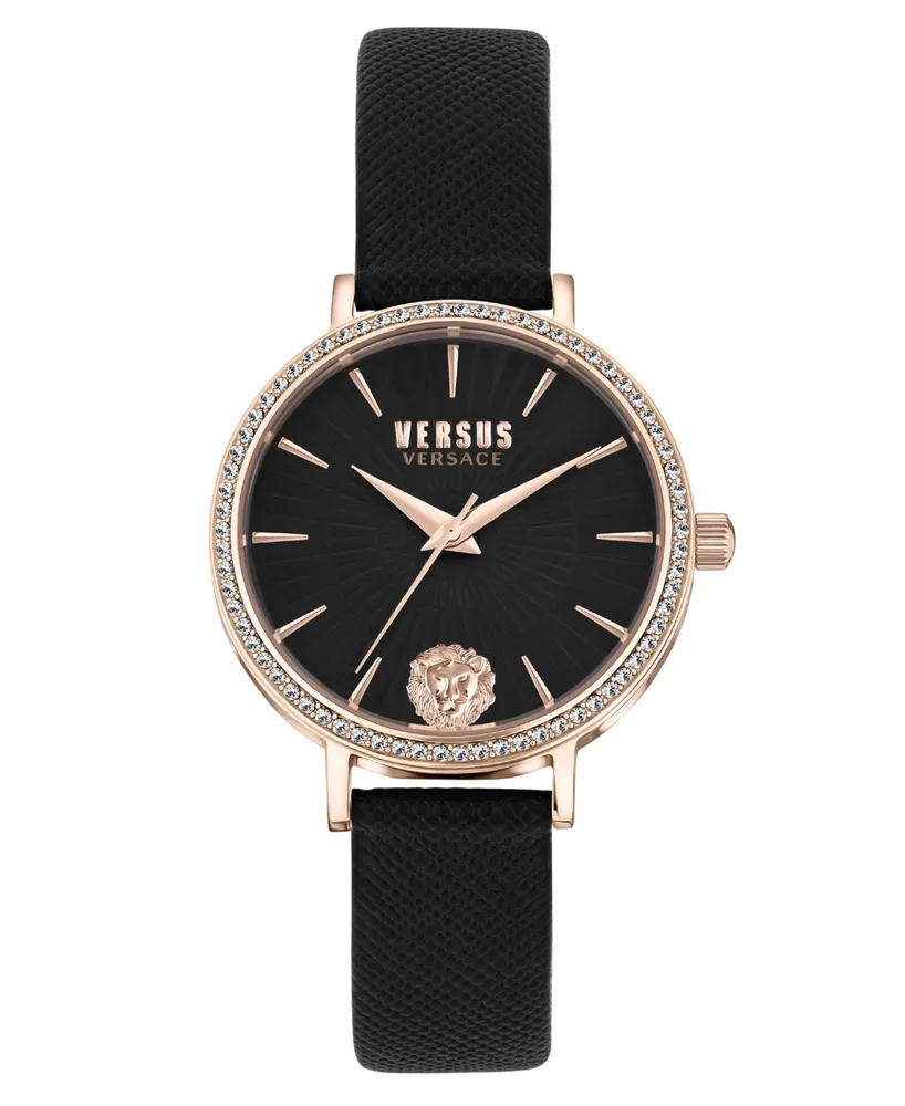 Versus Versace Women's Three-Hand Quartz Mar Vista Black Leather Strap 34mm