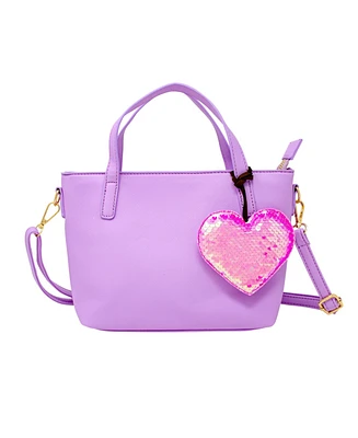 Tiny Treats Girls Purple Leather Tote Bag