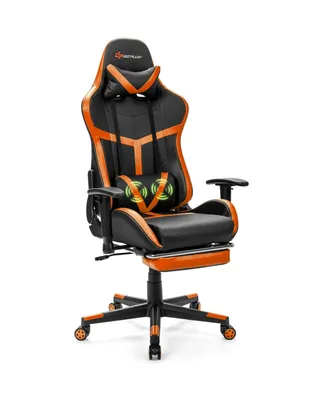 Costway Massage Gaming Chair Reclining Racing Chair with Lumbar Support