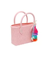 Girl's Pink Tiny Jelly Weave Tote Bag