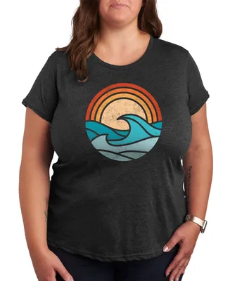 Hybrid Apparel Trendy Plus Beach Waves Graphic T-Shirt