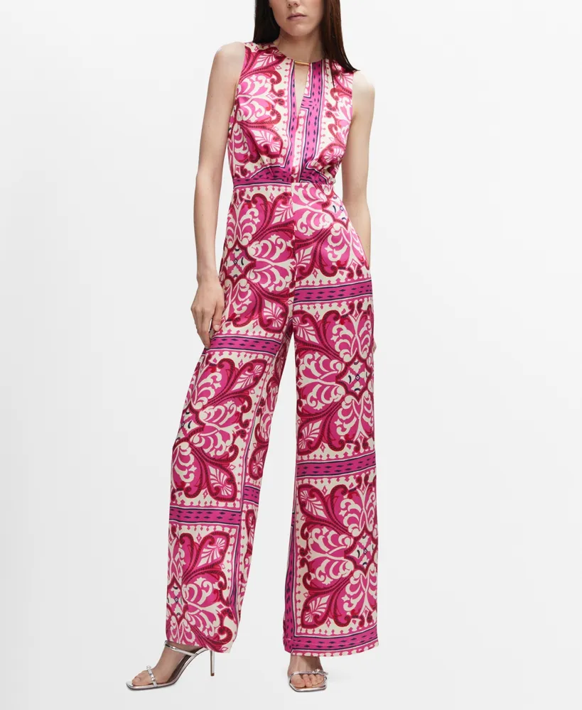 Mango Women's Metal Detail Printed Jumpsuit