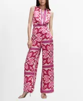 Mango Women's Metal Detail Printed Jumpsuit