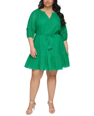 Vince Camuto Plus Size Eyelet Fit & Flare Dress